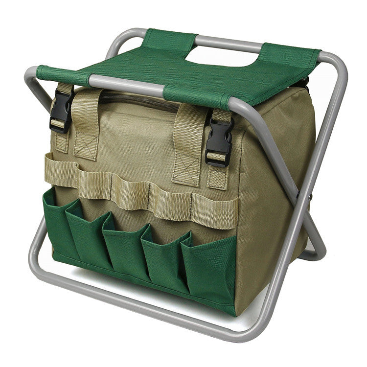 Folding Stool With Garden Tools Set