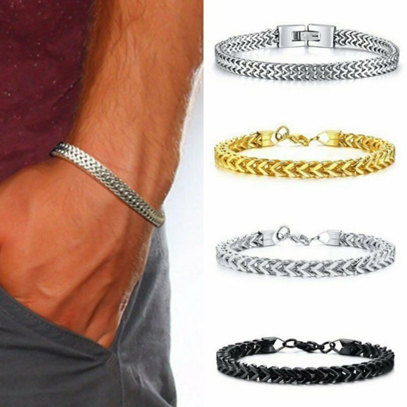 "Men's Stainless Steel Chain Bracelet Stylish Jewelry"