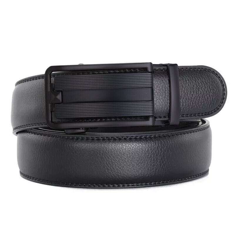 Adjustable Buckle Men's Ratchet Belt in Microfiber Leather