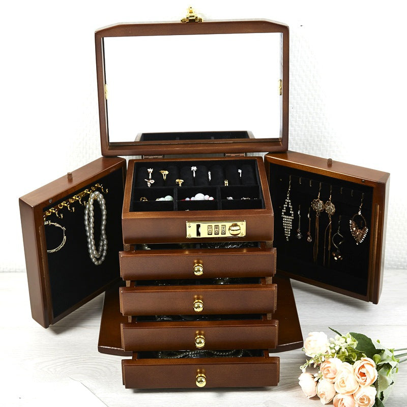 Solid Wood Jewellery Box - Combination Lock