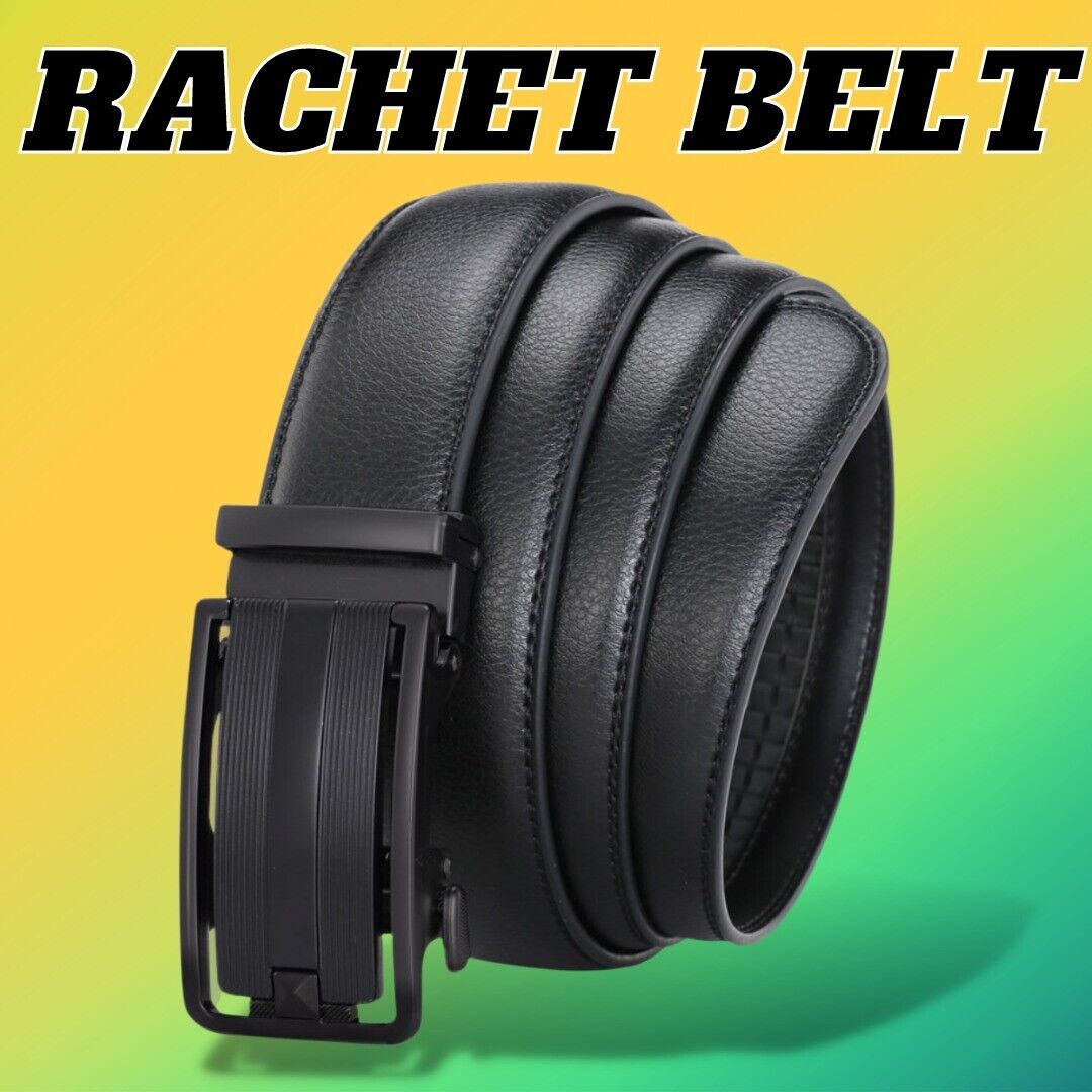 Adjustable Buckle Men's Ratchet Belt in Microfiber Leather