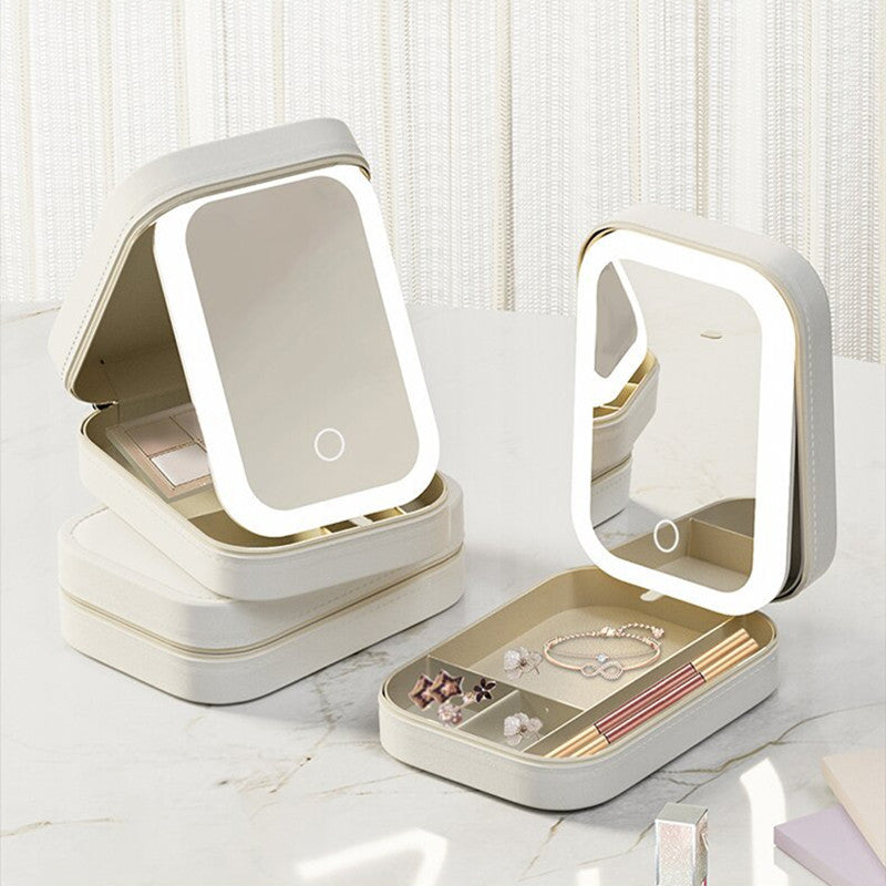 Makeup Box Jewelry Box with Mirror Storage & LED light