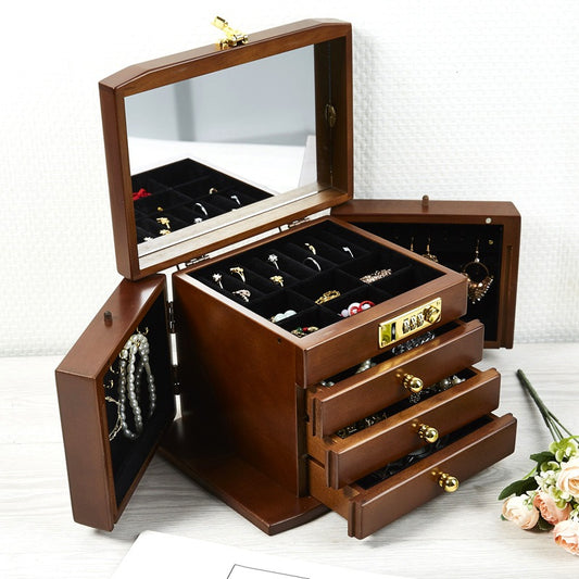 Solid Wood Jewellery Box - Combination Lock