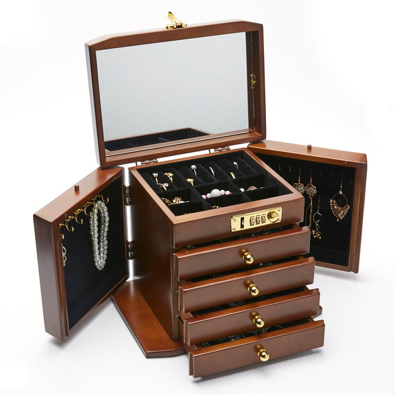 Solid Wood Jewellery Box - Combination Lock