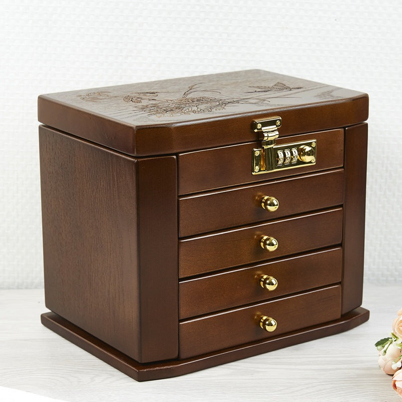 Solid Wood Jewellery Box - Combination Lock